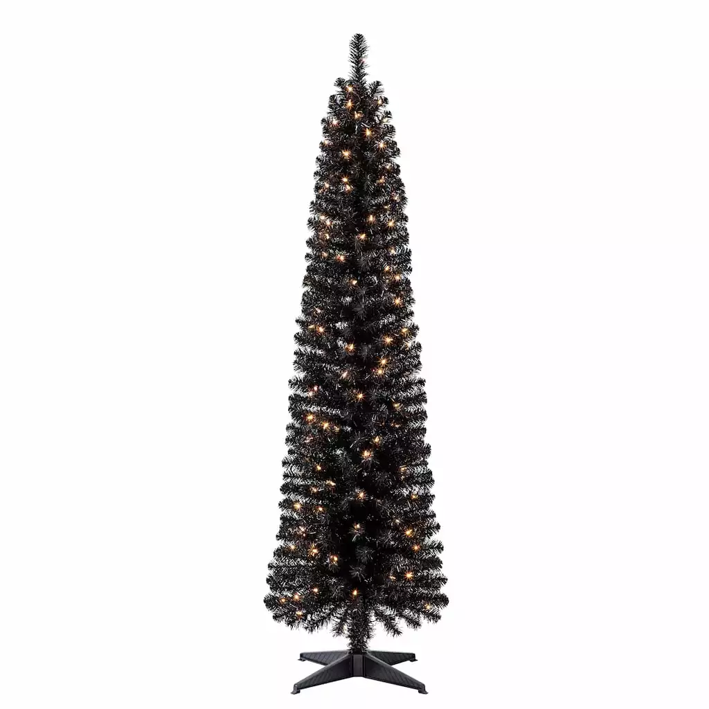Cheap โ๏ธ 6ft. Pre-Lit Artificial Black Pencil ๐ Christmas Tree, Clear Lights by Ashland® โค๏ธ 3 Cheap โ๏ธ 6ft. Pre-Lit Artificial Black Pencil ๐ Christmas Tree, Clear Lights by Ashland® โค๏ธ