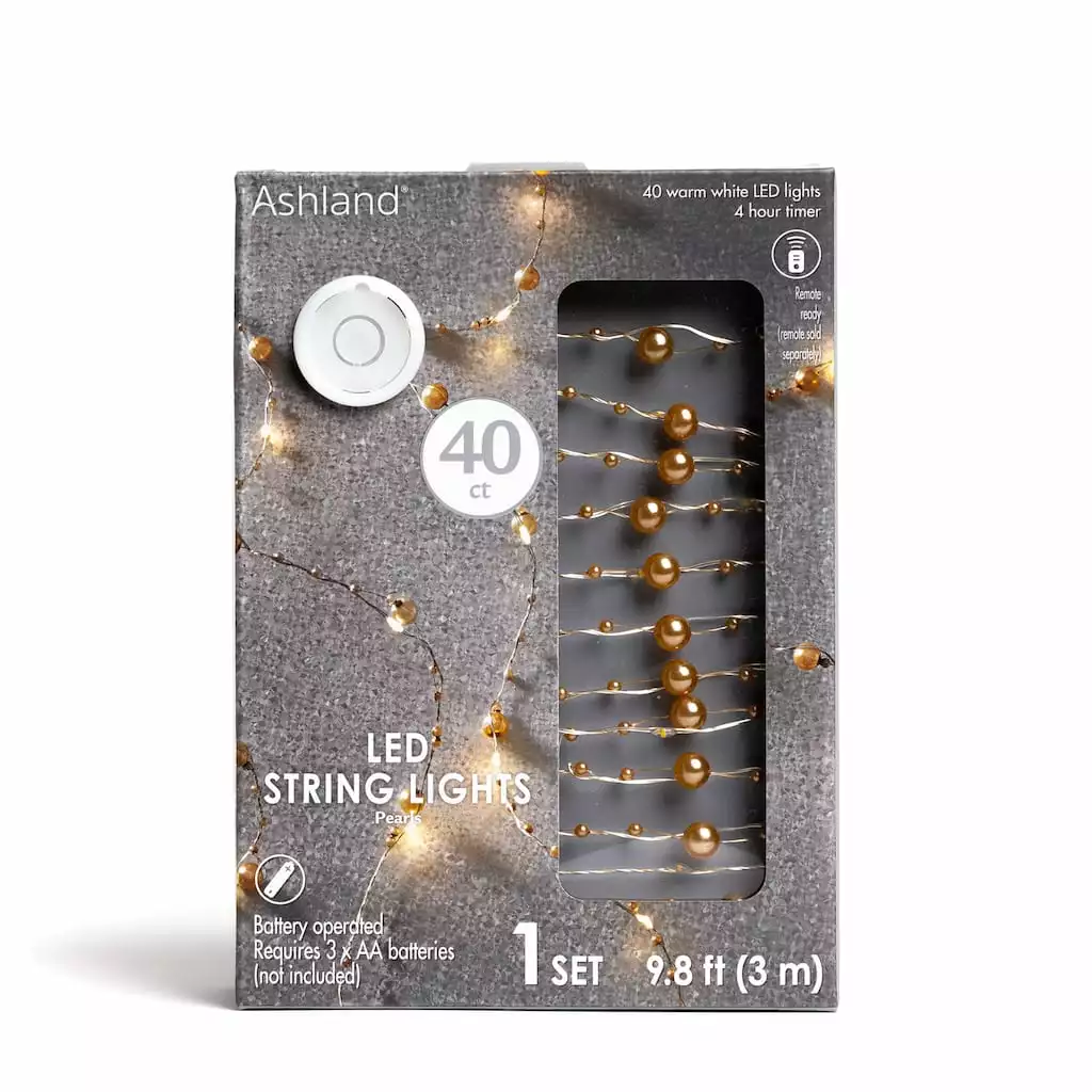 Flash Sale ✔️ 12 Pack: 40ct. Warm White Gold Pearl LED String Lights by Ashland® 🥰 3 Flash Sale ✔️ 12 Pack: 40ct. Warm White Gold Pearl LED String Lights by Ashland® 🥰