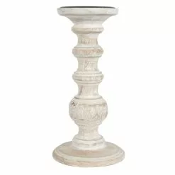 Buy 💯 Whitewashed Wood Carved Pillar Candle Holder by Ashland® ✔️