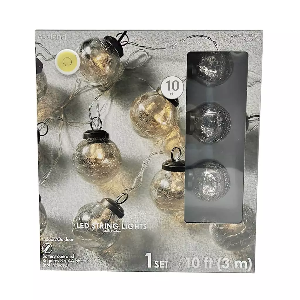 Promo ๐ 6 Pack: 10ct. Warm White LED Silver Globe String Lights by Ashland® ๐งจ 3 Promo ๐ 6 Pack: 10ct. Warm White LED Silver Globe String Lights by Ashland® ๐งจ