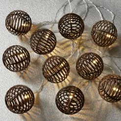 Wholesale ⭐ 10ct. Warm White LED Faux Rattan Ball String Lights by Ashland® ❤️ -Ashland Online Store 10671559