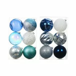 Deals ⭐ Assorted 6ct. 5" Silver, Blue & White Shatterproof Ball Ornaments by Ashland® 🔔