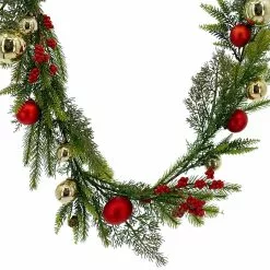 Deals 😀 6ft. Red & Gold Ornament, Mixed Pine & Berry Garland by Ashland® 😀