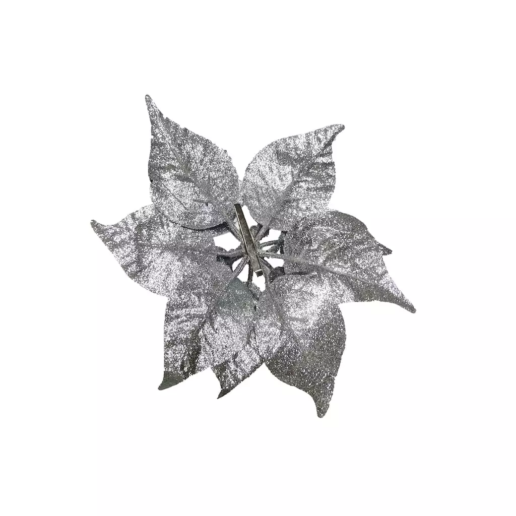 Budget ๐ Silver Glitter Poinsettia Clip by Ashland® ๐ 4 Budget ๐ Silver Glitter Poinsettia Clip by Ashland® ๐ - Image 2