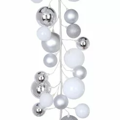Budget 😉 6ft. Silver & White Ball Ornament Garland by Ashland® ⭐