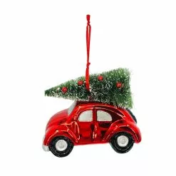 Outlet 😀 4'' Car with Tree Collectible Glass Christmas Ornament by Ashland® 👍
