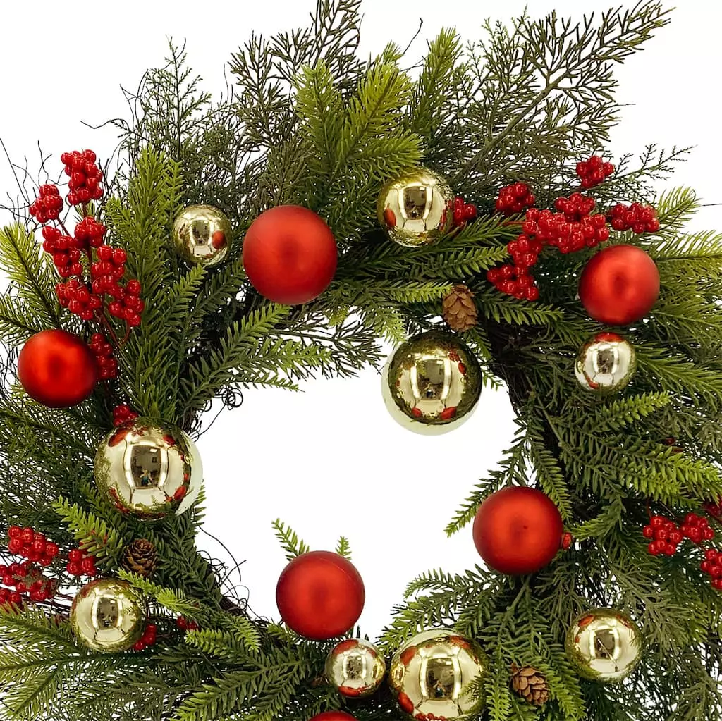 Outlet ๐ 22" Pine, Ornaments & Berries Outdoor Wreath by Ashland® ๐คฉ 4 Outlet ๐ 22" Pine, Ornaments & Berries Outdoor Wreath by Ashland® ๐คฉ - Image 2