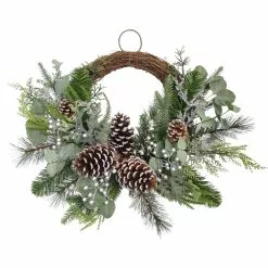 Outlet ⭐ 22" Icy Mixed Pine & Silver Berry Half Wreath by Ashland® 🎉