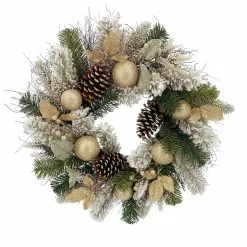 Budget ❤️ 24" Gold Ornament, Pinecone & Berry Wreath by Ashland® ⭐