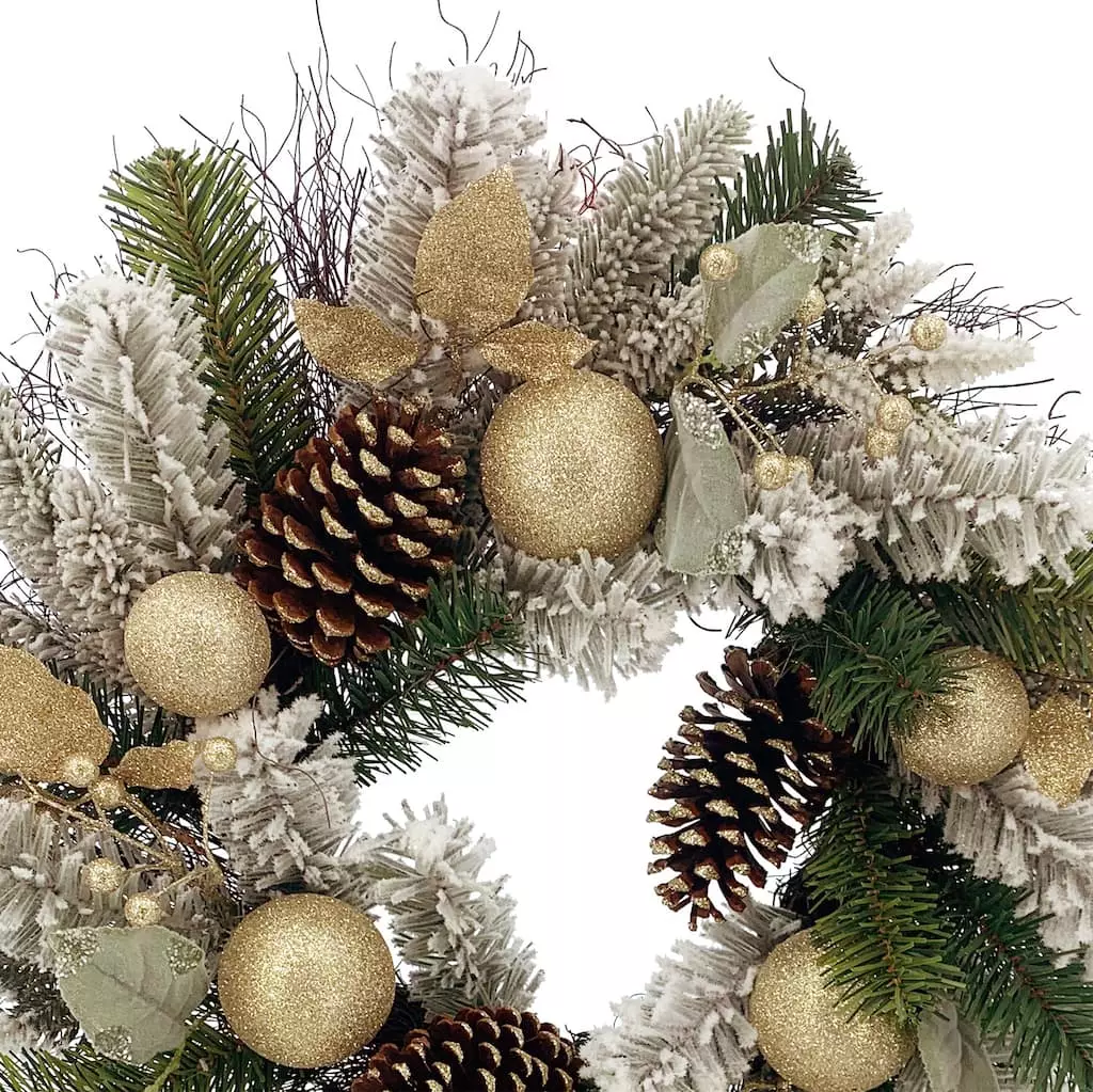 Budget ❤️ 24" Gold Ornament, Pinecone & Berry Wreath by Ashland® ⭐ 4 Budget ❤️ 24" Gold Ornament, Pinecone & Berry Wreath by Ashland® ⭐ - Image 2