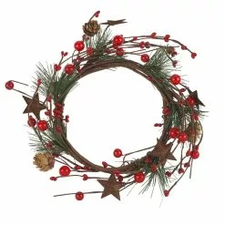 Discount 👏 5ft. Pinecone Red Berry Star Pine Coiled Garland by Ashland® 🧨