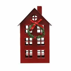 Hot Sale โ 10" Red House With Wreath Tabletop Decoration by Ashland® ๐