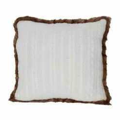 Buy ✔️ White Cable Knit 🌟 Christmas Accent Pillow with Faux Fur Trim by Ashland® 🎁