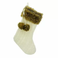 Best Pirce ✨ White Cable Knit Stocking with Faux Fur Trim by Ashland® 😍