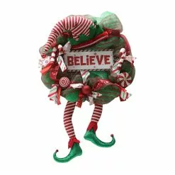 Brand new ❤️ 22" Red & Green Hat With Elf Legs Wreath by Ashland® ⌛