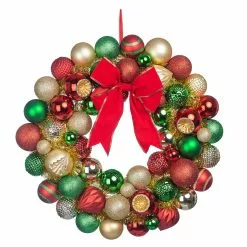 Budget 🌟 23" Red, Green & Gold Ball Ornament Wall Wreath by Ashland® 🛒