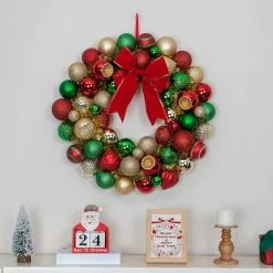 Budget 🌟 23" Red, Green & Gold Ball Ornament Wall Wreath by Ashland® 🛒 -Ashland Online Store 10699989 4