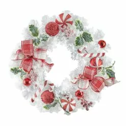 Best reviews of 🤩 22" Candy Cane & Holly Berry White Wreath by Ashland® ⭐