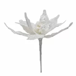 New ❤️ White Glitter Poinsettia Pick by Ashland® 💯 -Ashland Online Store 10700099 2