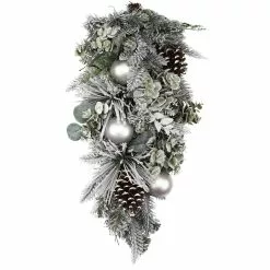 Buy 🎉 24" Flocked Pine & Ornament Teardrop Swag by Ashland® 🔥