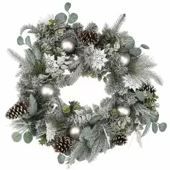 Best deal ✔️ 24" Flocked Pine, Snowflakes & Ornaments Wreath by Ashland® ❤️