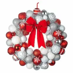 Best deal ⭐ 23" Red & White Ball Ornament Wall Wreath by Ashland® 🎁