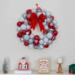 Best deal ⭐ 23" Red & White Ball Ornament Wall Wreath by Ashland® 🎁 -Ashland Online Store 10700709 4