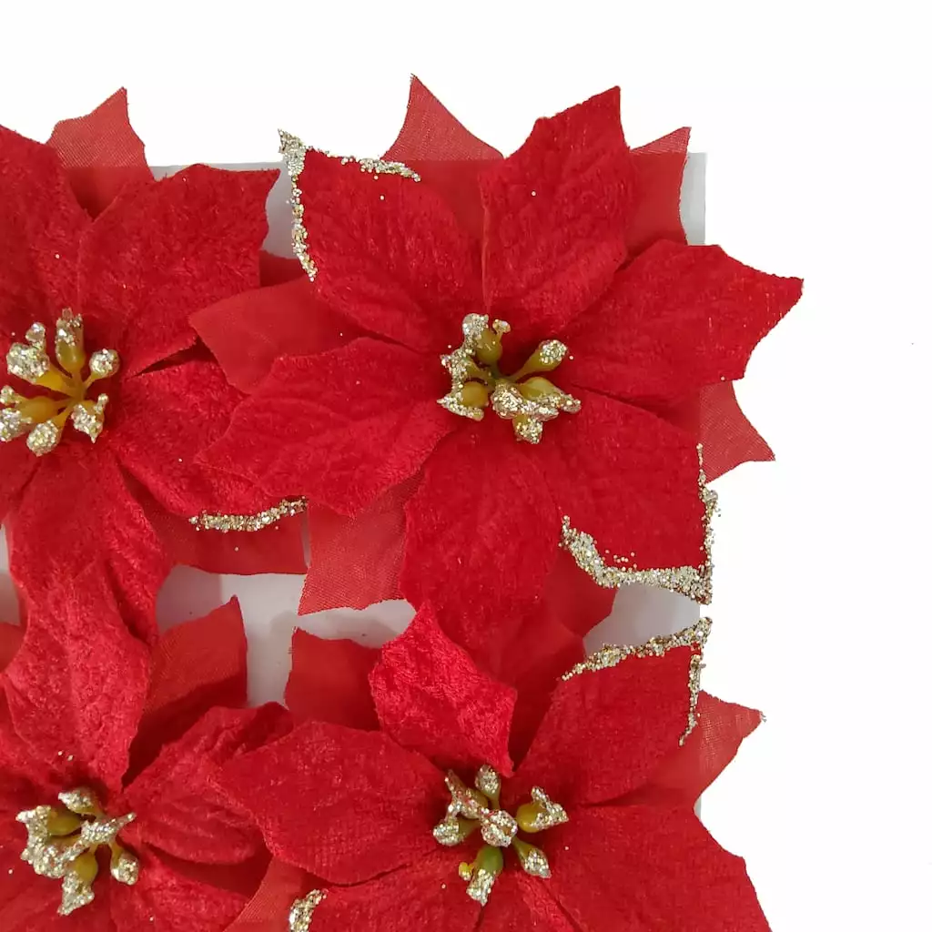 Buy โญ 3.5" Red Poinsettia Accents with Glittery Gold Tips by Ashland®, 4ct. ๐ 4 Buy โญ 3.5" Red Poinsettia Accents with Glittery Gold Tips by Ashland®, 4ct. ๐ - Image 2