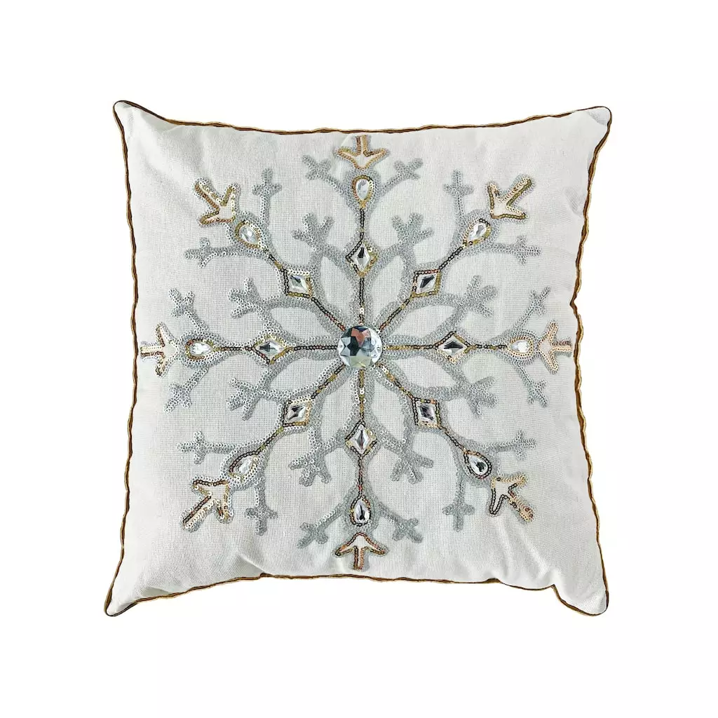 Promo โญ Beaded Snowflake Throw Pillow by Ashland® ๐ 3 Promo โญ Beaded Snowflake Throw Pillow by Ashland® ๐