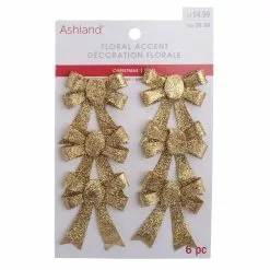 Coupon โญ Gold Glitter Bows, 6ct. by Ashland® Christmas ๐