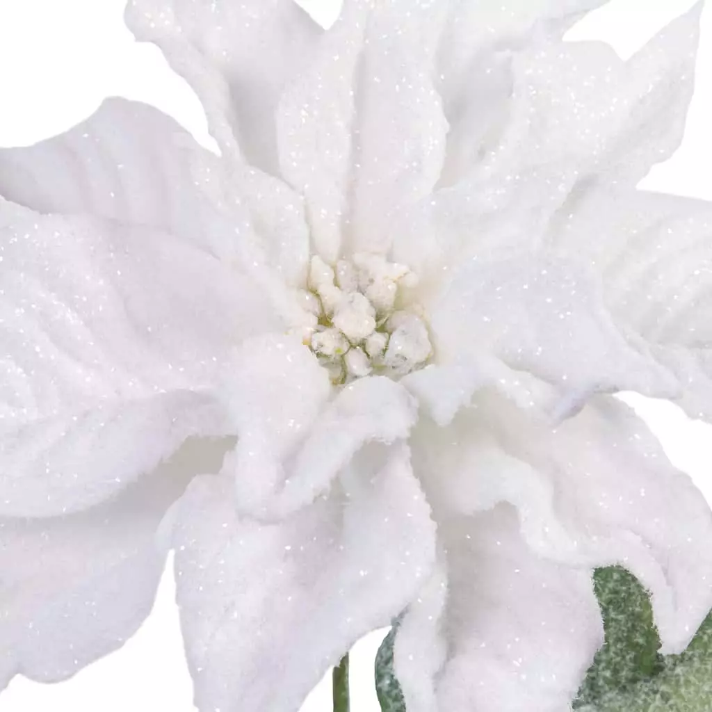 Outlet ✨ White Glitter Poinsettia Stem by Ashland® ✔️ 4 Outlet ✨ White Glitter Poinsettia Stem by Ashland® ✔️ - Image 2
