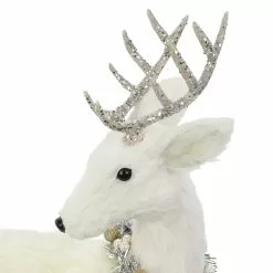 Flash Sale ⌛ 16" White Sitting Deer with Tinsel Wreath Tabletop Figure by Ashland® 🤩 -Ashland Online Store 10701491 3