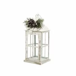 Outlet 🔔 12" White Lantern with Frosted Pine Sprig by Ashland® ✨ -Ashland Online Store 10701728 2