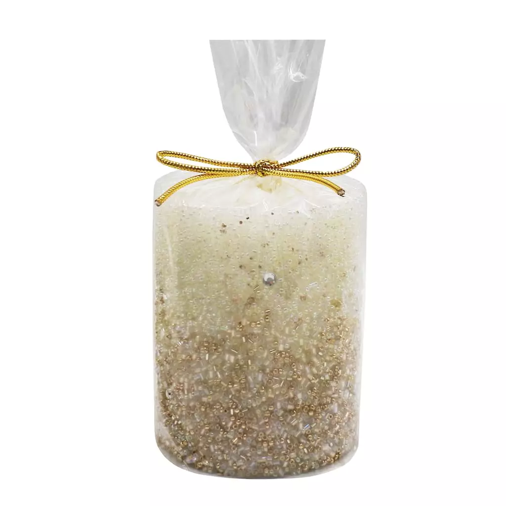 Cheap ⭐ 3" x 4" Champagne Beaded Pillar Candle by Ashland® 🧨 4 Cheap ⭐ 3" x 4" Champagne Beaded Pillar Candle by Ashland® 🧨 - Image 2