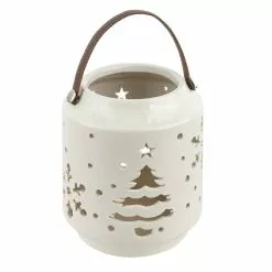 Discount ⌛ 7" White ❤️ Christmas Tree & Snowflake Ceramic Tealight Lantern by Ashland® 🎁 -Ashland Online Store 10702120 2