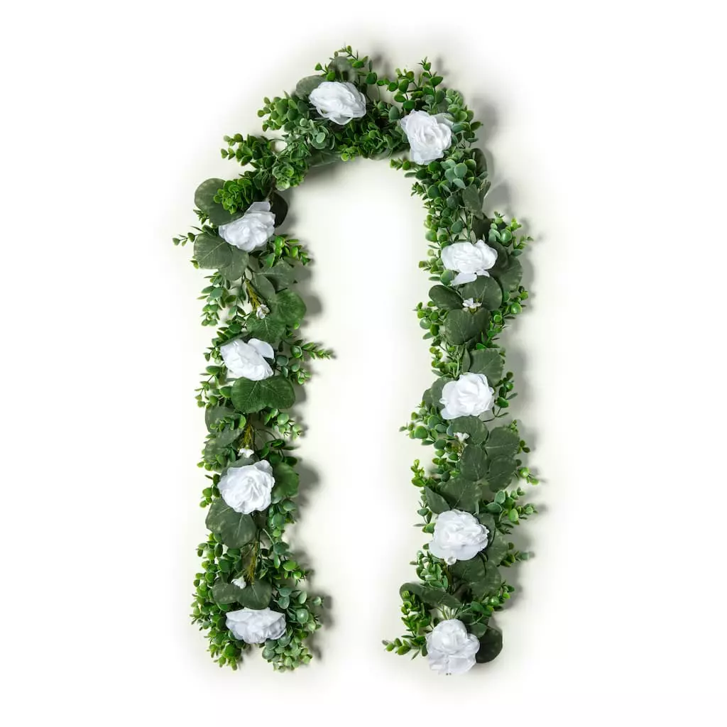 Outlet ๐ 12 Pack: 6ft. White Rose Foliage Garland by Ashland® โจ 5 Outlet ๐ 12 Pack: 6ft. White Rose Foliage Garland by Ashland® โจ - Image 3