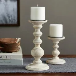 New 🥰 8 Pack: 10" Whitewashed Wood Carved Pillar Candle Holder by Ashland® ✔️ -Ashland Online Store MP639296 20